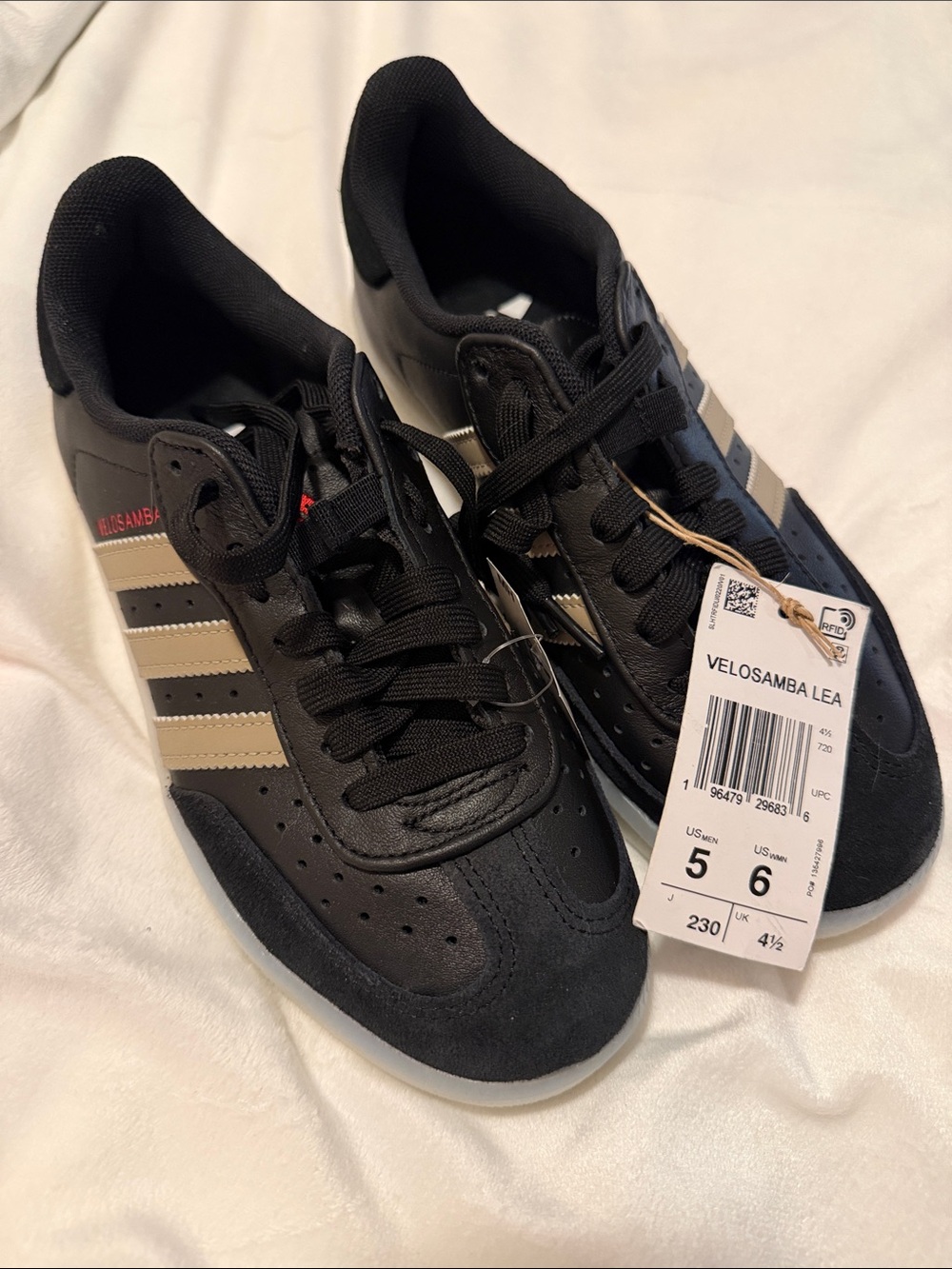adidas Velosamba Lea Black with Beige Stripes Sneakers